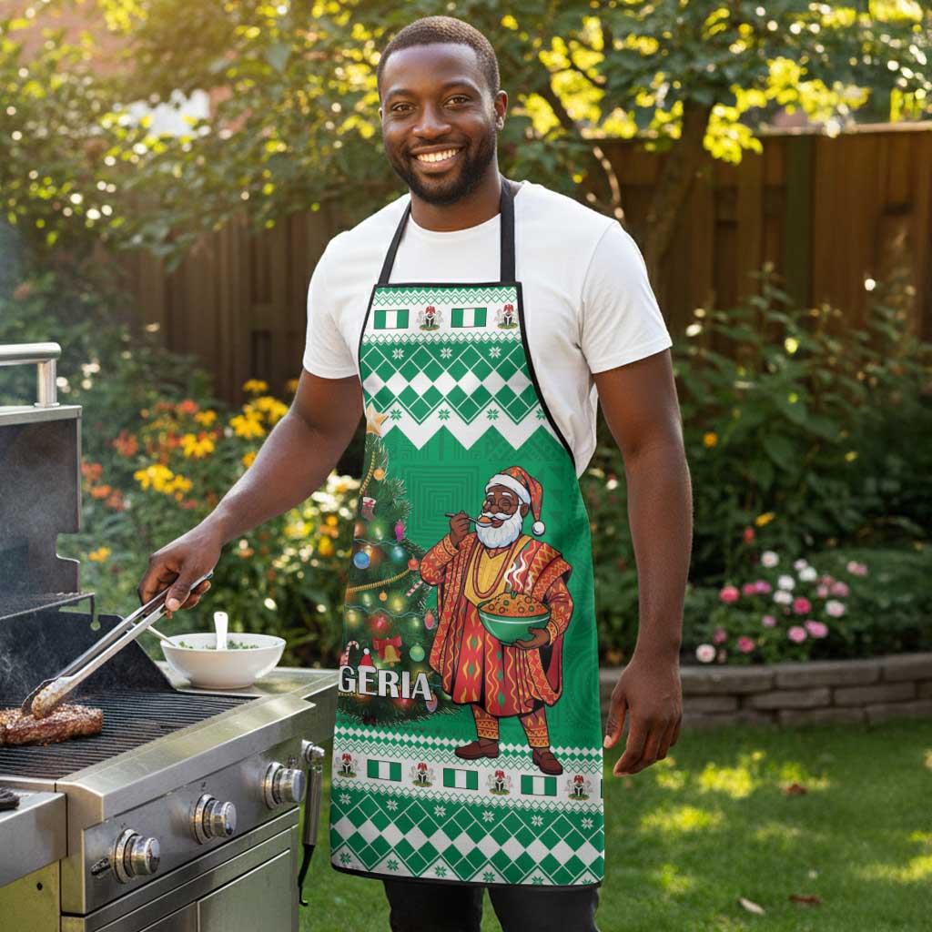 Nigeria Christmas Apron Black Santa With Jollof Rice