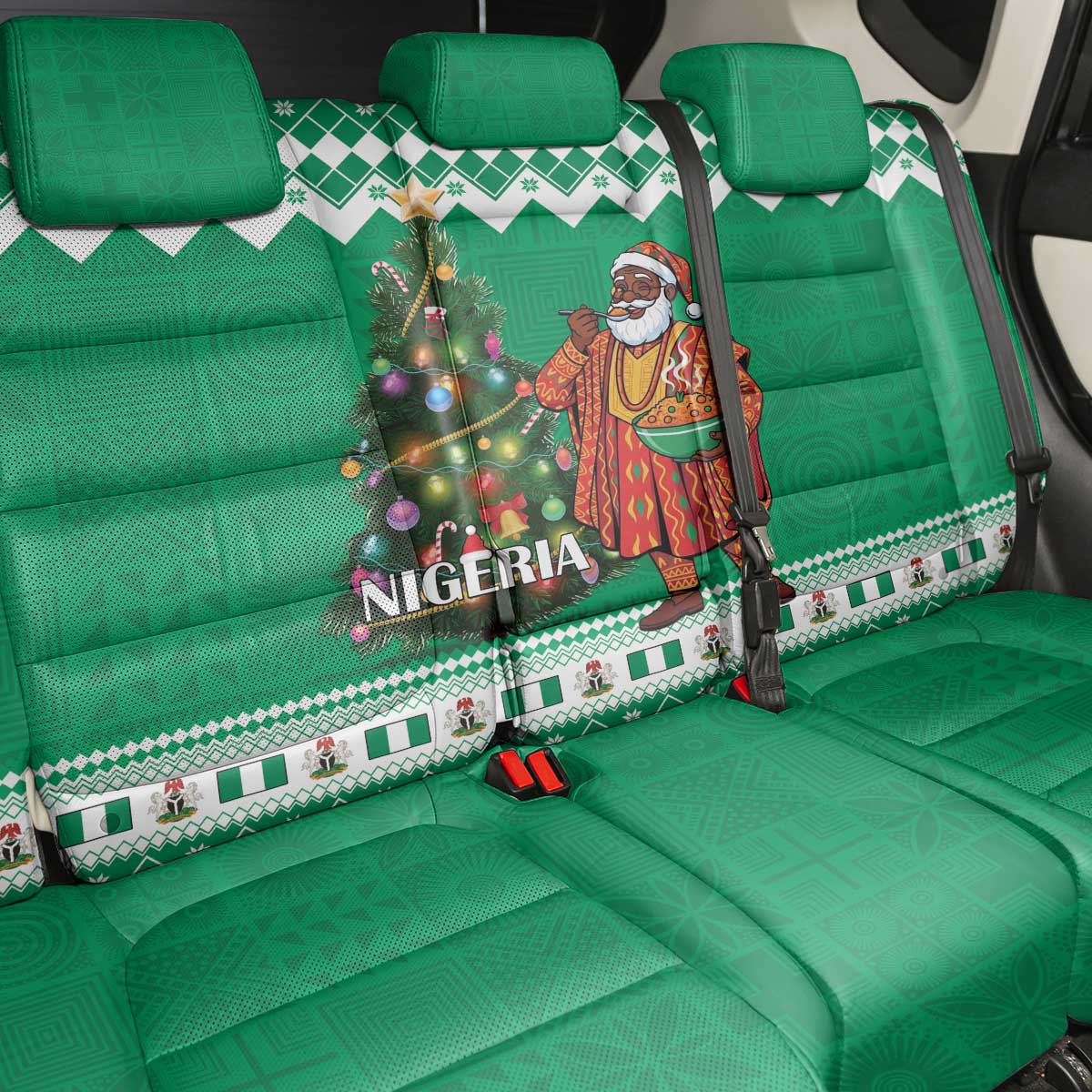 Afro Christmas in Nigeria Back Car Seat Cover Eku Odun Eku IyeDun - African Pride
