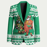 Personalized Nigeria Christmas Blazer Black Santa With Jollof Rice
