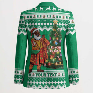 Personalized Nigeria Christmas Blazer Black Santa With Jollof Rice