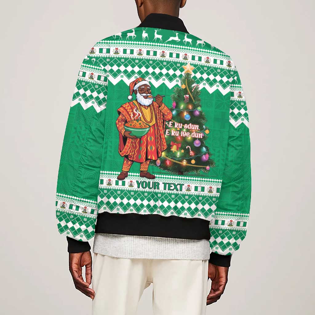 Personalized Afro Christmas in Nigeria Bomber Jacket Eku Odun Eku IyeDun - African Pride