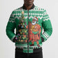 Personalized Nigeria Christmas Bomber Puffer Jacket Black Santa With Jollof Rice