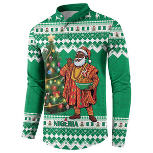 Personalized Nigeria Christmas Button Sweatshirt Black Santa With Jollof Rice