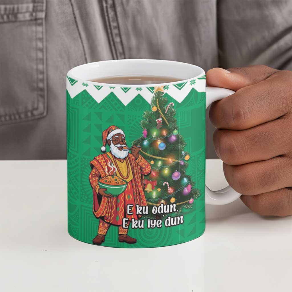 Nigeria Christmas Ceramic Mug Black Santa With Jollof Rice