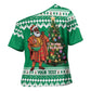 Personalized Nigeria Christmas Cross Shoulder Shirt Black Santa With Jollof Rice