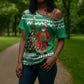 Personalized Nigeria Christmas Cross Shoulder Shirt Black Santa With Jollof Rice