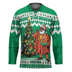 Personalized Nigeria Christmas Hockey Jersey Black Santa With Jollof Rice