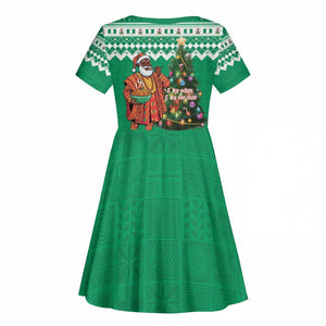 Personalized Afro Christmas in Nigeria Kid Short Sleeve Dress Eku Odun Eku IyeDun - African Pride