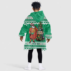 Personalized Afro Christmas in Nigeria Kid Wearable Blanket Hoodie Eku Odun Eku IyeDun - African Pride