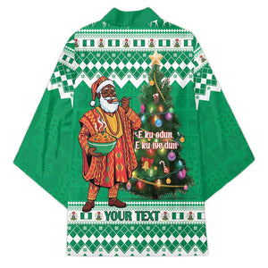 Personalized Nigeria Christmas Kimono Black Santa With Jollof Rice