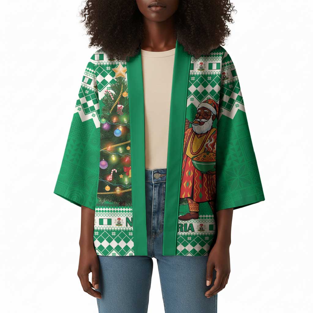 Personalized Nigeria Christmas Kimono Black Santa With Jollof Rice
