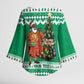 Personalized Nigeria Christmas Kimono Sleeve Blouse Black Santa With Jollof Rice