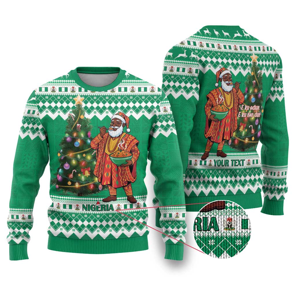 Personalized Afro Christmas in Nigeria Ugly Christmas Sweater Eku Odun Eku IyeDun - African Pride
