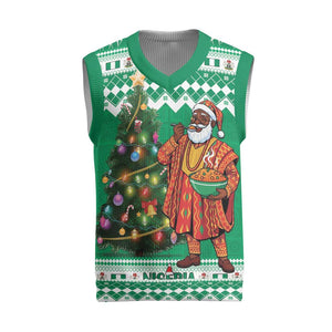 Personalized Afro Christmas in Nigeria Christmas Knitted V-Neck Vest Eku Odun Eku IyeDun - African Pride