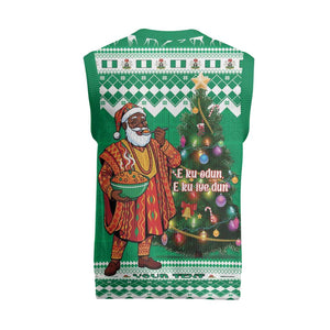 Personalized Afro Christmas in Nigeria Christmas Knitted V-Neck Vest Eku Odun Eku IyeDun - African Pride
