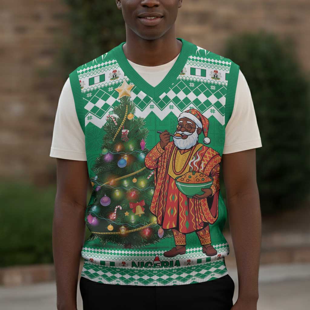Personalized Afro Christmas in Nigeria Christmas Knitted V-Neck Vest Eku Odun Eku IyeDun - African Pride