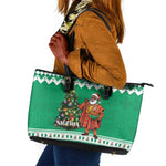 Afro Christmas in Nigeria Leather Tote Bag Eku Odun Eku IyeDun - African Pride