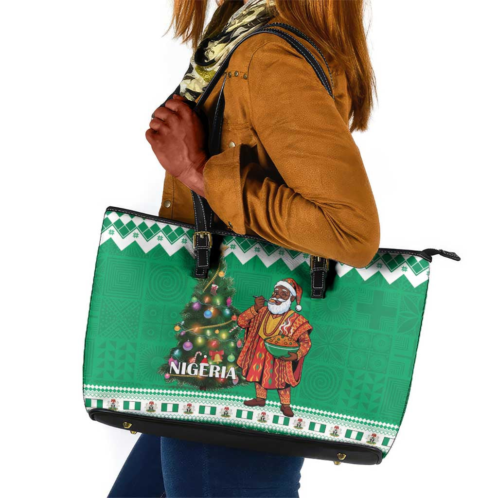 Afro Christmas in Nigeria Leather Tote Bag Eku Odun Eku IyeDun - African Pride