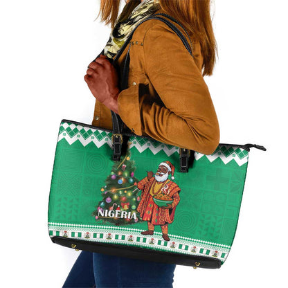 Afro Christmas in Nigeria Leather Tote Bag Eku Odun Eku IyeDun - African Pride