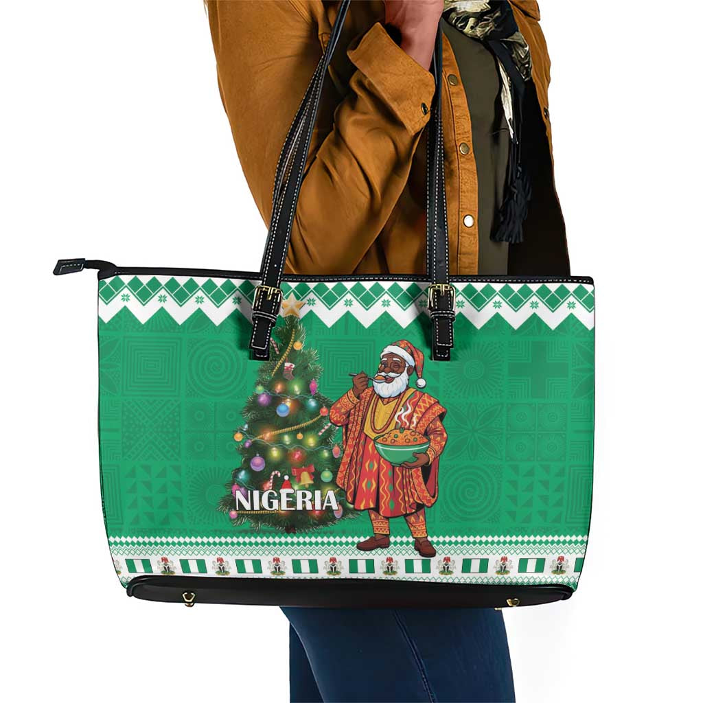 Afro Christmas in Nigeria Leather Tote Bag Eku Odun Eku IyeDun - African Pride