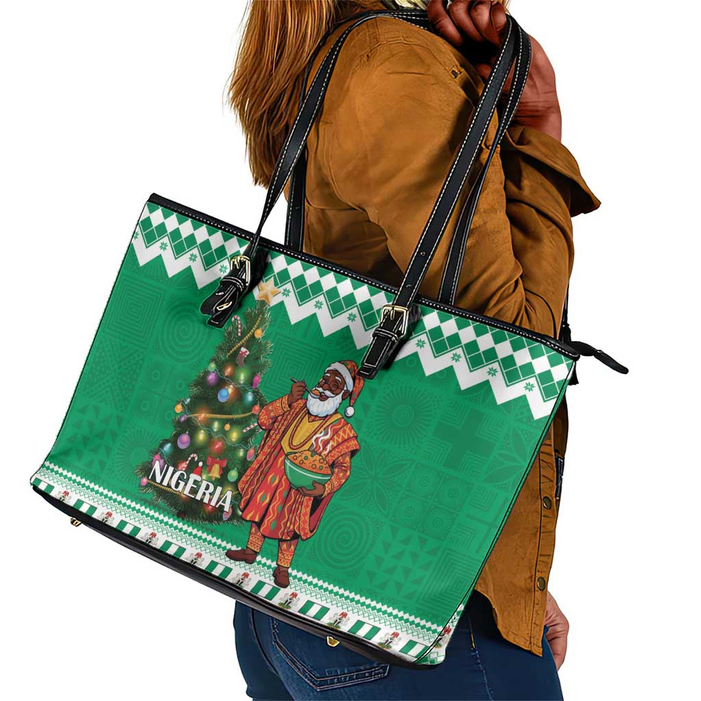 Afro Christmas in Nigeria Leather Tote Bag Eku Odun Eku IyeDun - African Pride