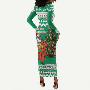 Personalized Afro Christmas in Nigeria Long Sleeve Bodycon Dress Eku Odun Eku IyeDun - African Pride
