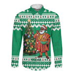 Personalized Afro Christmas in Nigeria Long Sleeve Button Shirt Eku Odun Eku IyeDun - African Pride