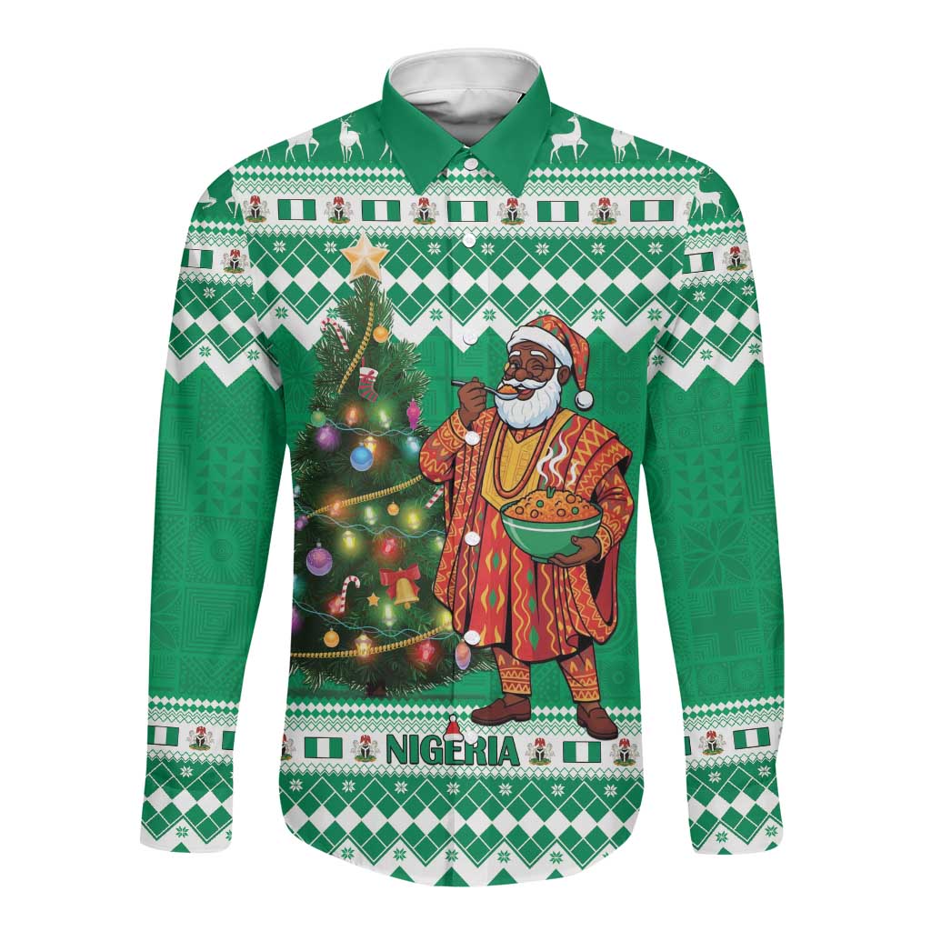 Personalized Afro Christmas in Nigeria Long Sleeve Button Shirt Eku Odun Eku IyeDun - African Pride