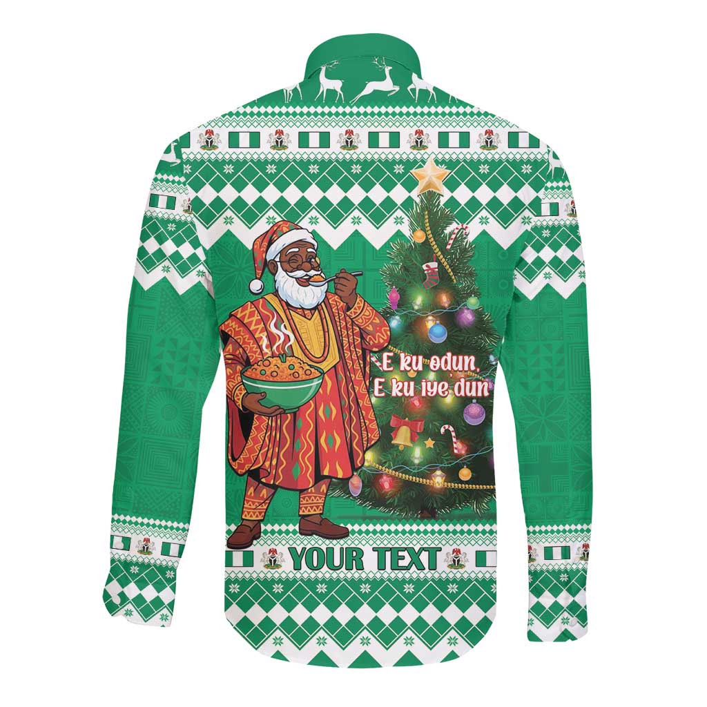 Personalized Afro Christmas in Nigeria Long Sleeve Button Shirt Eku Odun Eku IyeDun - African Pride