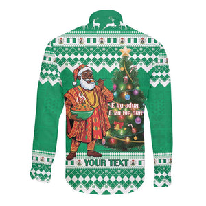 Personalized Afro Christmas in Nigeria Long Sleeve Button Shirt Eku Odun Eku IyeDun - African Pride