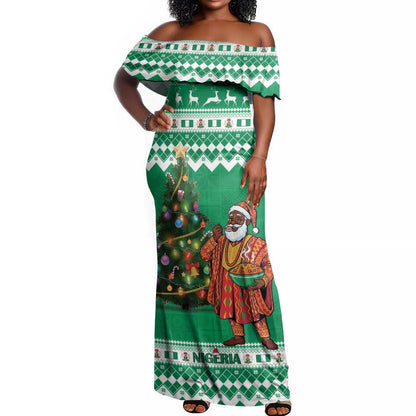 Personalized Afro Christmas in Nigeria Off Shoulder Maxi Dress Eku Odun Eku IyeDun - African Pride