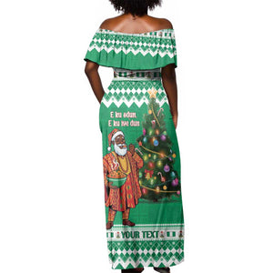 Personalized Afro Christmas in Nigeria Off Shoulder Maxi Dress Eku Odun Eku IyeDun - African Pride