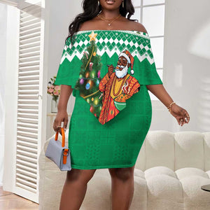Personalized Afro Christmas in Nigeria Off Shoulder Short Dress Eku Odun Eku IyeDun - African Pride