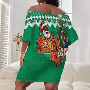 Personalized Afro Christmas in Nigeria Off Shoulder Short Dress Eku Odun Eku IyeDun - African Pride