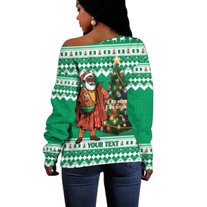 Personalized Afro Christmas in Nigeria Off Shoulder Sweater Eku Odun Eku IyeDun - African Pride
