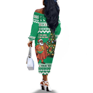 Personalized Afro Christmas in Nigeria Off The Shoulder Long Sleeve Dress Eku Odun Eku IyeDun - African Pride