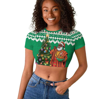 Personalized Afro Christmas in Nigeria Raglan Cropped T shirt Eku Odun Eku IyeDun - African Pride