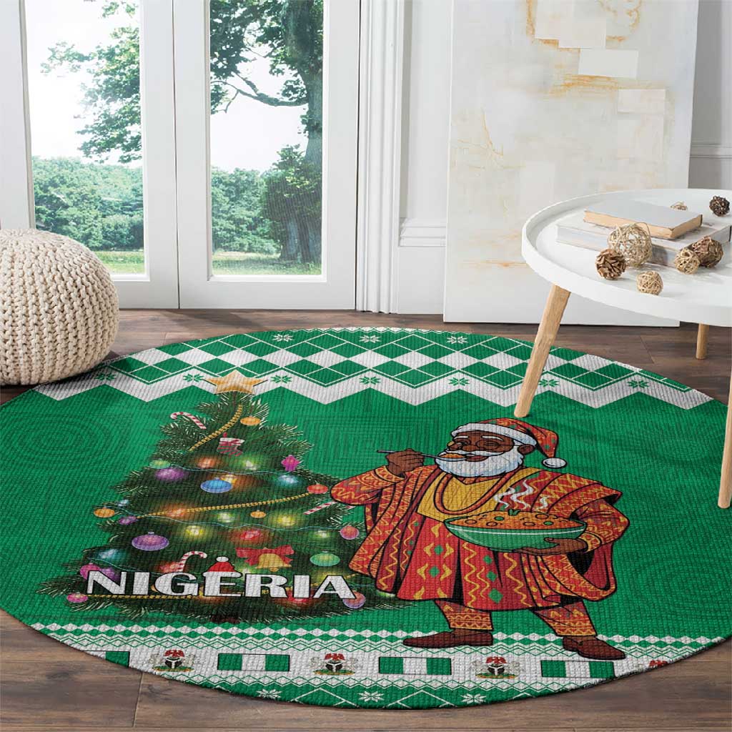 Afro Christmas in Nigeria Round Carpet Eku Odun Eku IyeDun - African Pride