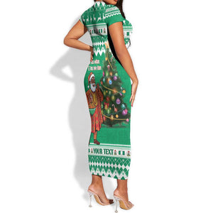 Personalized Afro Christmas in Nigeria Short Sleeve Bodycon Dress Eku Odun Eku IyeDun - African Pride