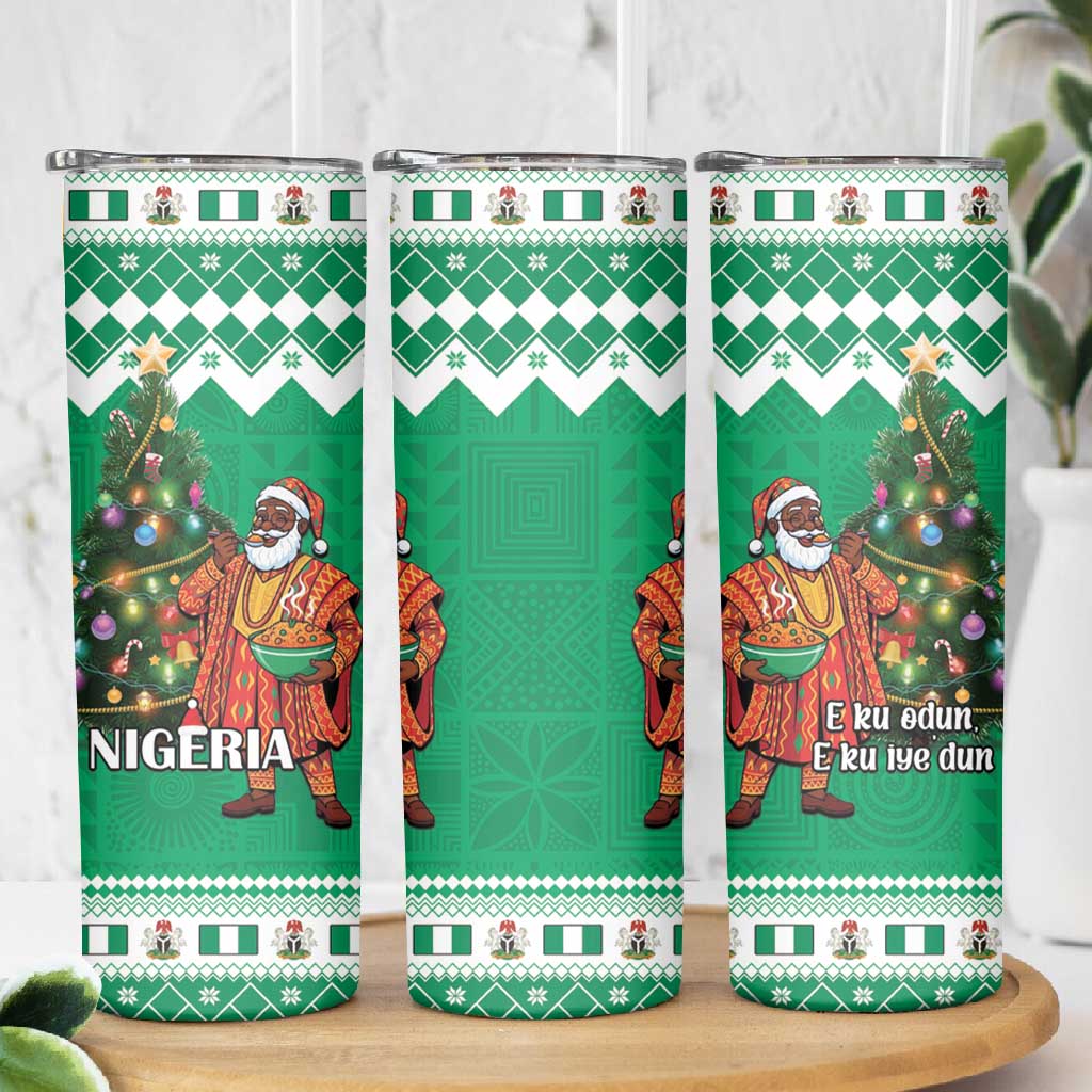 Afro Christmas in Nigeria Skinny Tumbler Eku Odun Eku IyeDun - African Pride