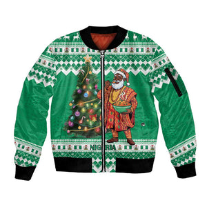 Personalized Afro Christmas in Nigeria Sleeve Zip Bomber Jacket Eku Odun Eku IyeDun - African Pride