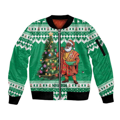 Personalized Afro Christmas in Nigeria Sleeve Zip Bomber Jacket Eku Odun Eku IyeDun - African Pride