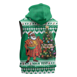 Personalized Afro Christmas in Nigeria Sleeveless Hoodie Eku Odun Eku IyeDun - African Pride