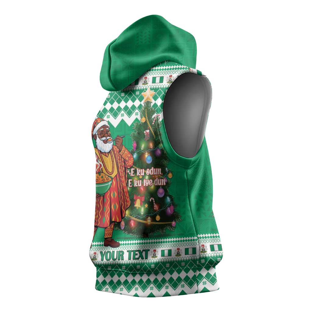 Personalized Afro Christmas in Nigeria Sleeveless Hoodie Eku Odun Eku IyeDun - African Pride