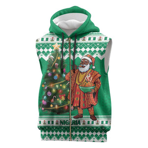 Personalized Afro Christmas in Nigeria Sleeveless Zip Hoodie Eku Odun Eku IyeDun - African Pride