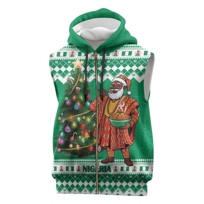 Personalized Afro Christmas in Nigeria Sleeveless Zip Hoodie Eku Odun Eku IyeDun - African Pride