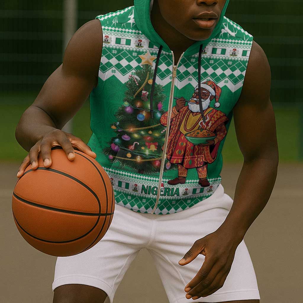 Personalized Afro Christmas in Nigeria Sleeveless Zip Hoodie Eku Odun Eku IyeDun - African Pride