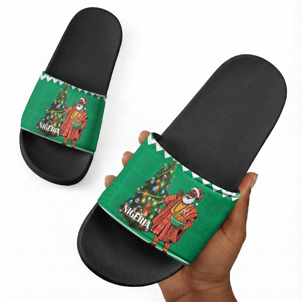 Nigeria Christmas Slide Sandals Black Santa With Jollof Rice