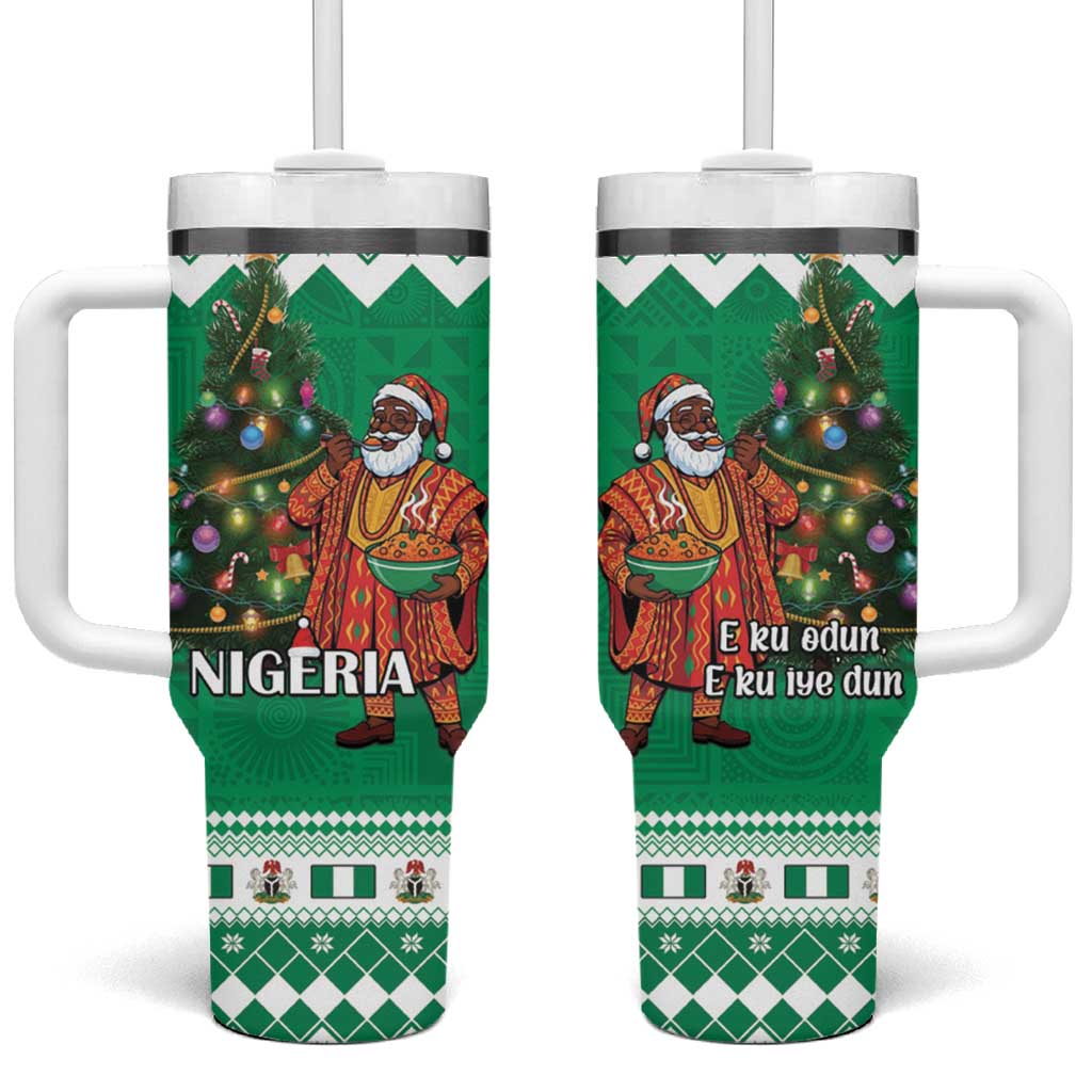 Afro Christmas in Nigeria Tumbler With Handle Eku Odun Eku IyeDun - African Pride