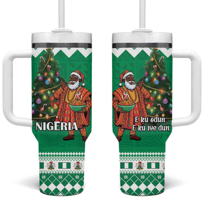 Afro Christmas in Nigeria Tumbler With Handle Eku Odun Eku IyeDun - African Pride